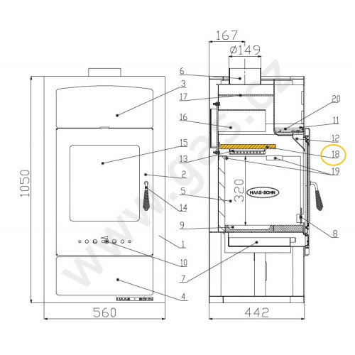 HAAS-SOHN ADRIA II Pótalkatrész 25x260x445 mm LACFIRE 0050501490005