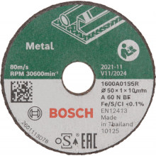 BOSCH Egyenes vágótárcsa rozsdamentes acél alkalmazáshoz 1600A01S5Y