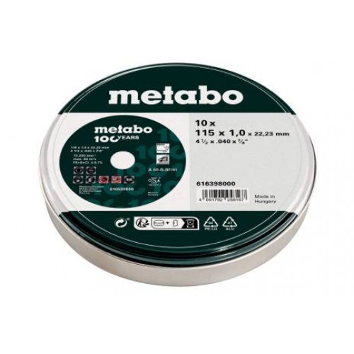 Metabo 10 db darabolótárcsa - SP 115x1,0x22,23 Inox, 100 év 616398000 Metabo 10 db darabolótárcsa - SP 115x1,0x22,23 Inox, 100 év 616398000