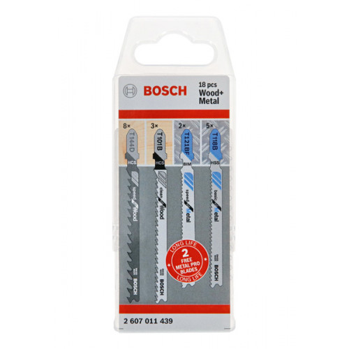 BOSCH 18 részes Wood and Metal szúrófűrészlap-készlet 2607011439