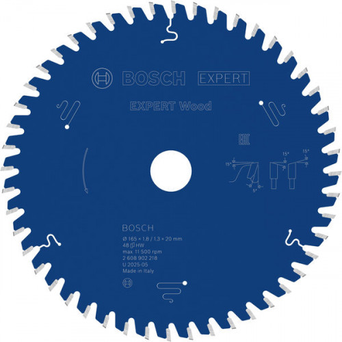 BOSCH Expert for Wood körfűrészlap 165 × 1,8/1,3 × 20 mm, T48 2608902218