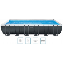 INTEX Ultra Rectangular Frame Pools Set medence vízforgatóval, 975 x 488 x 132 cm 26374NP