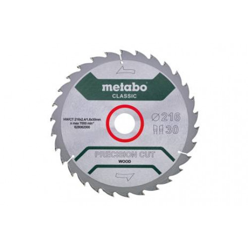 Metabo Fűrészlap "precision cut wood - classic", 216x30, Z30 WZ 22° 628062000