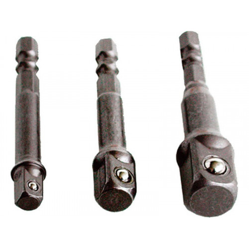 EXTOL CRAFT dugókulcs adapter készlet 3db-os, 1/4"-3/8"-1/2", befogás: 1/4" hatszög 32600