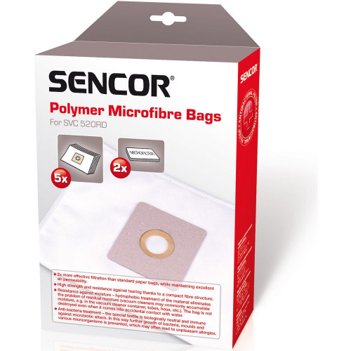 SENCOR SVC 520RD mikroszálas textil porzsák, 5 db 40017814
