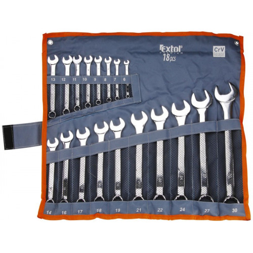 EXTOL PREMIUM csillag-villáskulcs készlet 18db 6-30mm 6734 EXTOL PREMIUM csillag-villáskulcs készlet 18db 6-30mm 6734