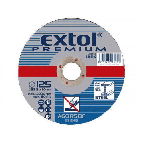 EXTOL PREMIUM vágókorong acélhoz 180x1,6x22,2mm 8808118