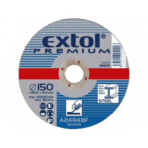 EXTOL PREMIUM Csiszolókorong acélhoz, 150 x 6,0 x 22,2 mm 8808705