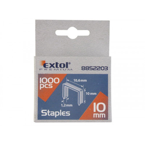 EXTOL PREMIUM tűzőgépkapocs profi 10, 6×0, 52×1, 2mm ,10mm, 1000db 8852203