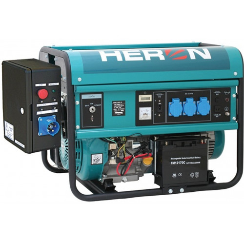 HERON benzinmotoros áramfejlesztő + HAV1 indító automatika, max 5500 VA, 8896115-AU1