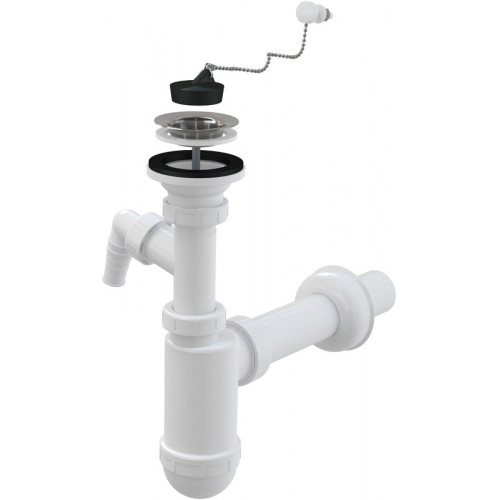 ALCAPLAST mosdószifon DN40 rozsdamentes leeresztővel, csatlakozóval és lánccal, DN63 A41PR