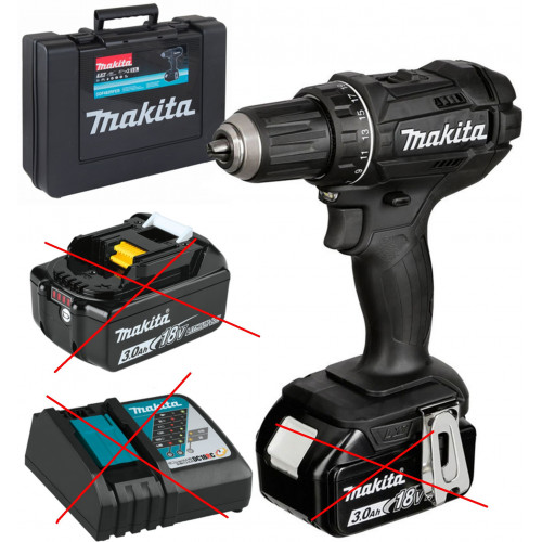 Makita DDF482RFEB akkus fúró-csavarbehajtó, fekete színben, 2x Li-ion LXT 18V/3,0 Ah