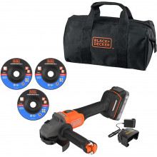 Black & Decker BCG6L8D1S-QW Akkus sarokcsiszoló (18V/1x2,0Ah), 3x korong, táska