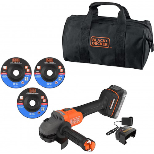 Black & Decker BCG6L8D1S-QW Akkus sarokcsiszoló (18V/1x2,0Ah), 3x korong, táska Black & Decker BCG6L8D1S-QW Akkus sarokcsiszoló (18V/1x2,0Ah), 3x korong, táska