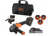 Black & Decker BCG6L8D2S-QW Akkus sarokcsiszoló (18V/2x2,0Ah), 3x korong, táska