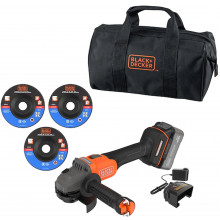 Black & Decker BCG6L8F1S-QW Akkus sarokcsiszoló (18V/1x4,0Ah), 3x korong, táska