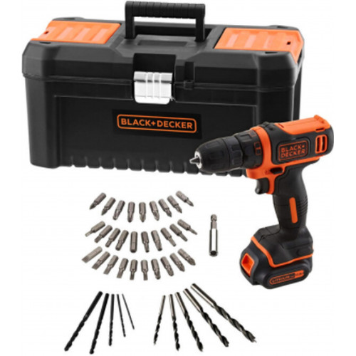 BLACK & DECKER BDCDD121KA Kompakt akkumulátoros fúrógép 10.8V / 1.5Ah LI,40 darab tartozék