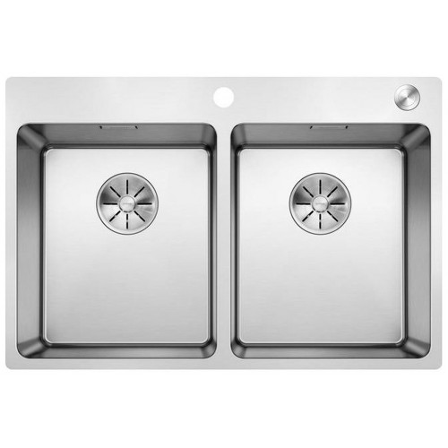 BLANCO ANDANO 340/340-IF/A rozsdamentes mosogató dugókiemelővel, selyemfényű 525248