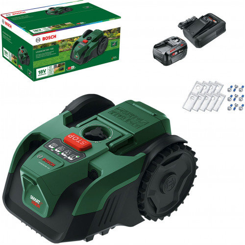 BOSCH VISIMOW18V-100 Akku robotfűnyíró, 1x 4,0Ah, pót kések 06008E1002 BOSCH VISIMOW18V-100 Akku robotfűnyíró, 1x 4,0Ah, pót kések 06008E1002