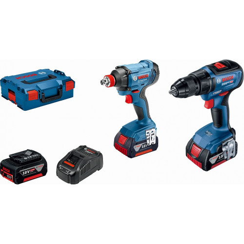 BOSCH GSR 18V-50 Fúró-csavarozó + GDX 180-LI ütvecsavarozó (18V/3x5,0Ah) L-BOXX 06019G5227