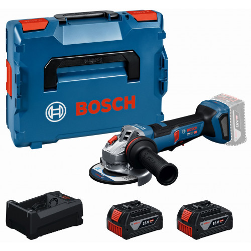 BOSCH GWS18V-11PS PROFESSIONAL sarokcsiszoló, 2× 5,0 Ah, L-BOXX 06019N4302