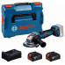 BOSCH GWS18V-11PS PROFESSIONAL sarokcsiszoló, 2× 5,0 Ah, L-BOXX 06019N4302