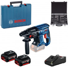BOSCH GBH 180-LI + 11 darabos SDS plus fúrófejkészlet + 2× GBA 18V 4.0Ah 0615990M33