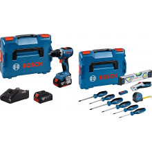 BOSCH GSR 18V-65 PROFESSIONAL Akkus fúrócsavarozó, 19 darabos szerszámkészlet 0615A5007K