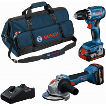 BOSCH PROFESSIONAL 18 V Szerszámgép szett GSR + GWS + (2x4,0Ah+GAL, táska) 0615A5007N
