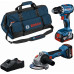 BOSCH PROFESSIONAL 18 V Szerszámgép szett GSR + GWS + (2x4,0Ah+GAL, táska) 0615A5007N