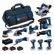 BOSCH 10 részes 18V-os gépszett GSB+GBH+GWS+GDR+GKS+GSA+GOP+GST+GDS+GEX+3x5,0Ah 0615A500EH
