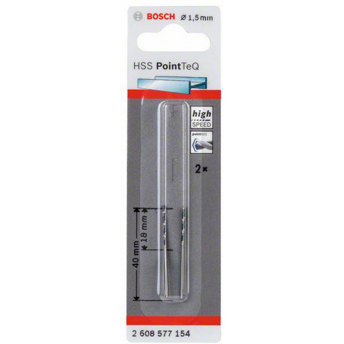 BOSCH HSS PointTeQ spirálfúró, 1,5 x 18 mm, 2 Db 2608577154