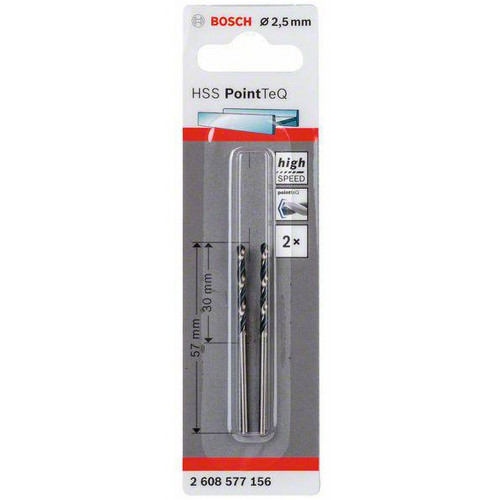 BOSCH HSS PointTeQ spirálfúró, 2,5 x 30 mm, 2 Db 2608577156