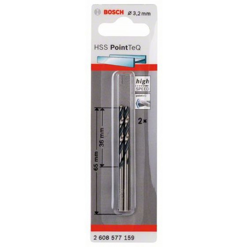 BOSCH HSS PointTeQ spirálfúró, 3,2 x 36 mm, 2 Db 2608577159