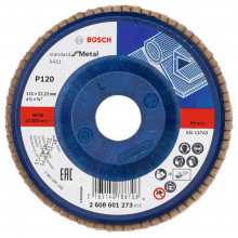 BOSCH X431 legyező csiszolótárcsa, Standard for Metal, 115 mm, 22,23 mm, 120 2608601273