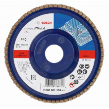 BOSCH X431 legyező csiszolótárcsa, Standard for Metal, 125 mm, 22,23 mm, 40 2608601274