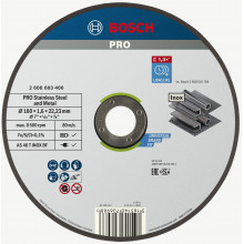 BOSCH Stainless Steel and Metal kötőanyaggal készült vágótárcsa, 180 x1,6 mm 2608603406