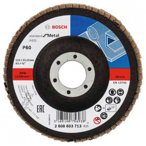 BOSCH X431 legyező csiszolótárcsa, Standard for Metal, 115 mm, 22,23 mm, 60 2608603713