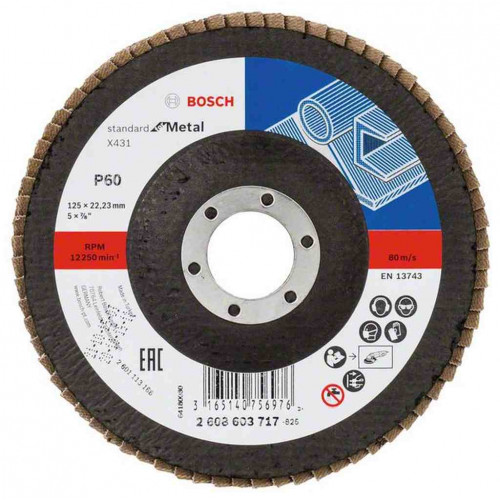 BOSCH X431 legyező csiszolótárcsa, Standard for Metal, 125 mm, 22,23 mm, 60 2608603717