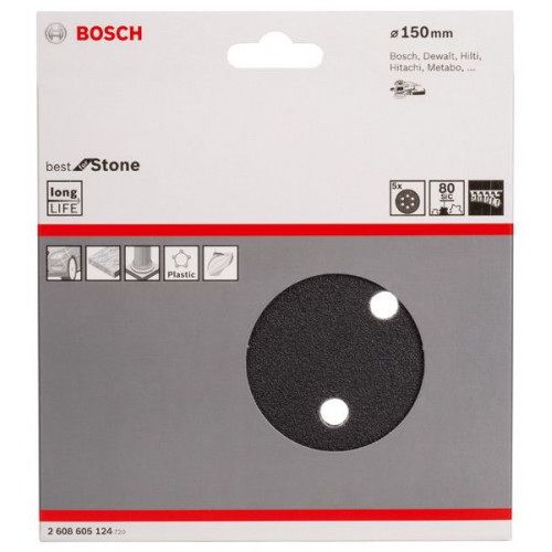 BOSCH csiszolópapír F355, csomag 5 db 150 mm, 100 2608605125