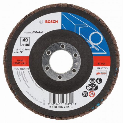 BOSCH Expert for Metal fíber csiszolótárcsa X551, 115x22,23mm, 40, hajlított 2608606752
