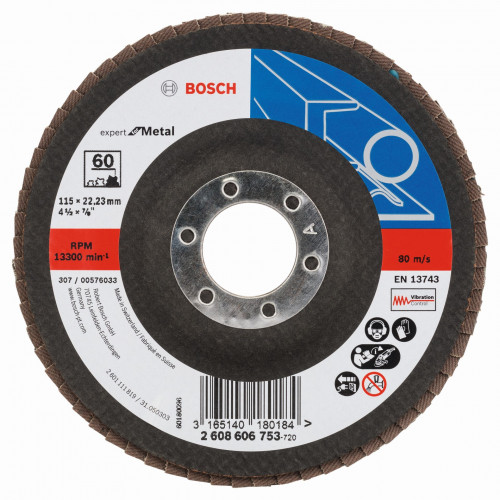 BOSCH Expert for Metal fíber csiszolótárcsa X551, 115x22,23mm, 60, hajlított 2608606753