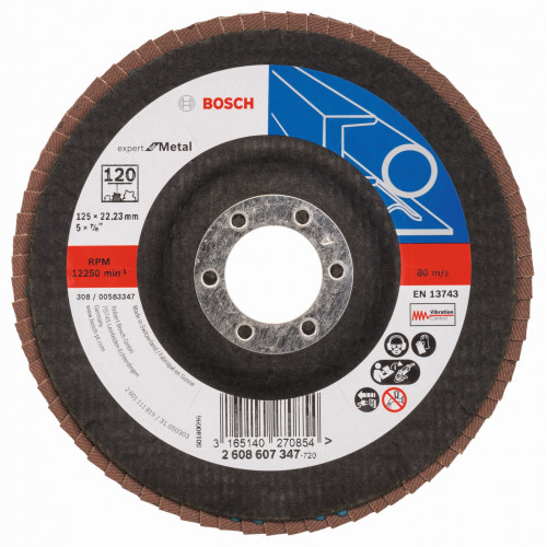 BOSCH Expert for Metal fíber csiszolótárcsa X551, 125x22,23mm, 120, hajlított 2608607347