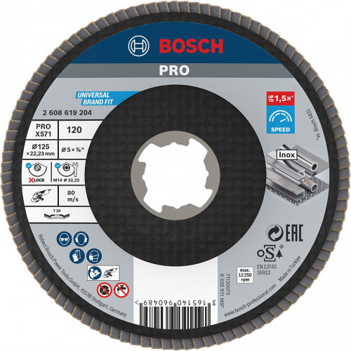 BOSCH PRO X571 legyezőtárcsa, 125 mm, G120, X-Lock befogáshoz 2608619204