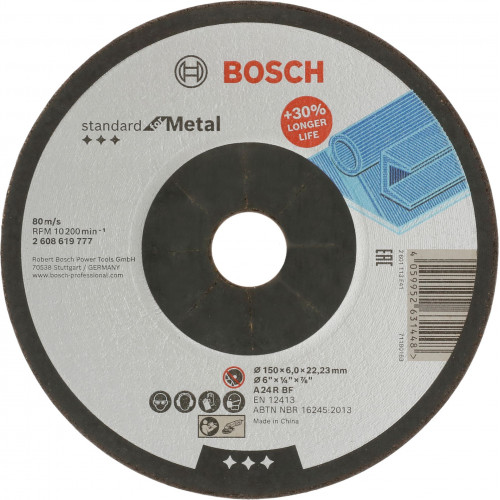 BOSCH PRO Metal kötőanyaggal készült csiszolótárcsa, 150 x 6 x 22,23 mm 2608619777