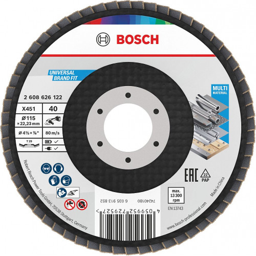 BOSCH X451 Lamellás tárcsa, 115 x 22,23 mm, G40, T29 2608626122