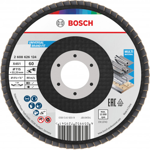 BOSCH X451 Lamellás tárcsa, 115 × 22,23 mm, G60, T29, 2608626124