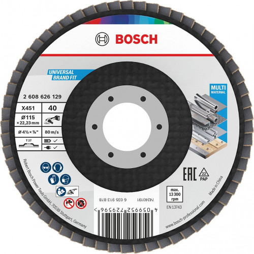 BOSCH X451 Lamellás tárcsa, 115 × 22,23 mm, G40, T27, 2608626129