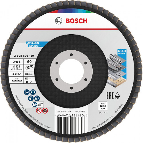 BOSCH X451 Lamellás tárcsa, 125 × 22,23 mm, G60, T29 2608626139