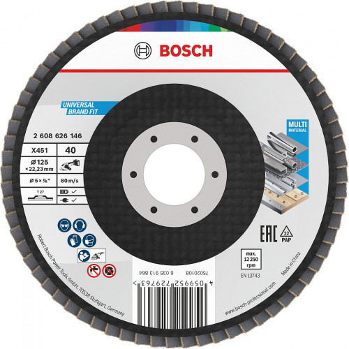 BOSCH X451 Lamellás tárcsa, 125 × 22,23 mm, G40, T27 2608626146